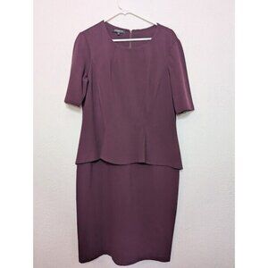 Lafayette 148 Dress Women 12 Purple Sheath Half Sleeve Career Professional Basic